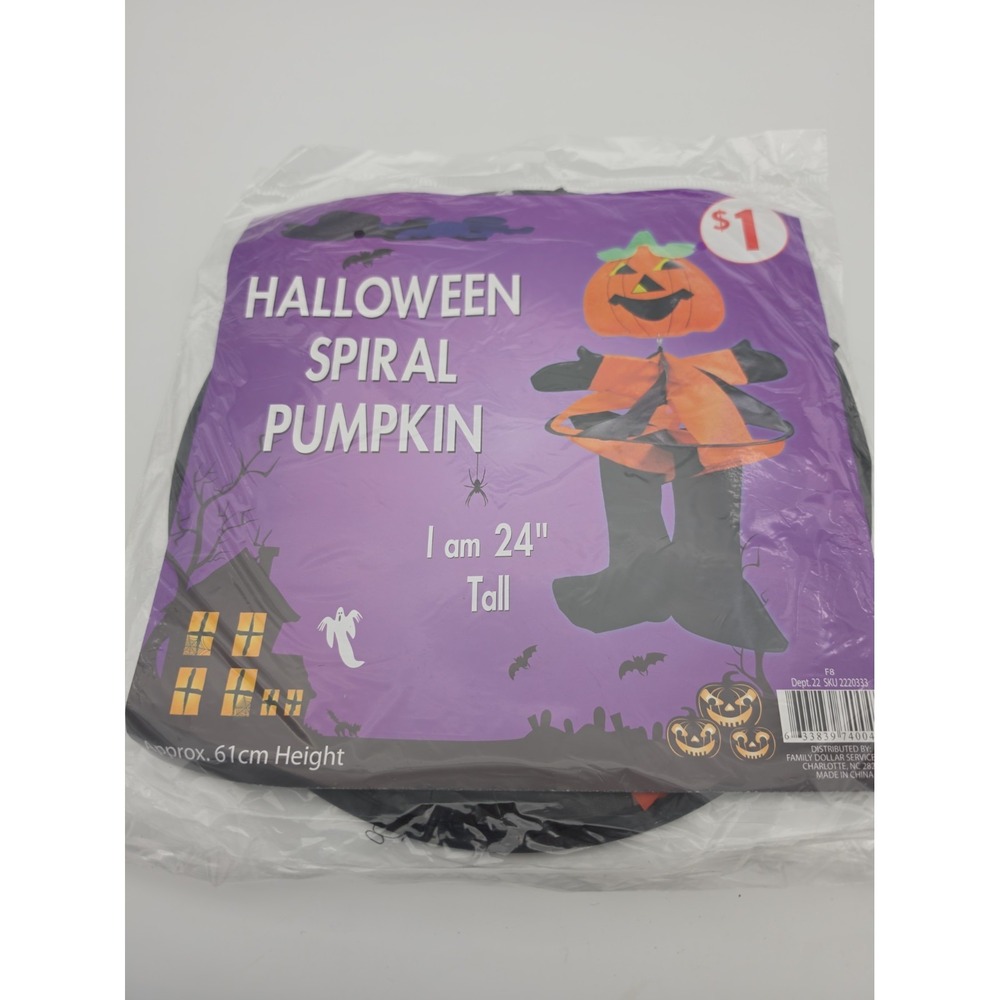 Hanging Halloween Spiral Pumpkin Outdoor Indoor Decor 24" Tall